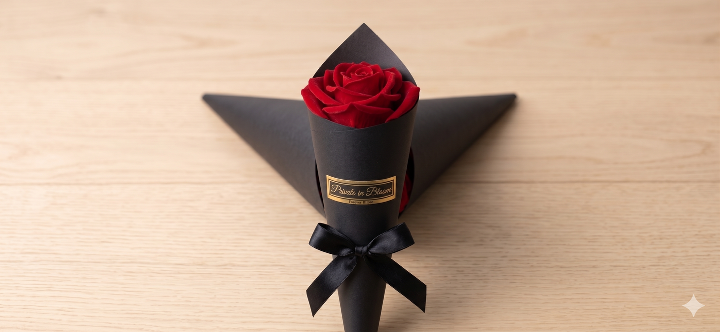 Midnight Crimson Valentine Rose Cone