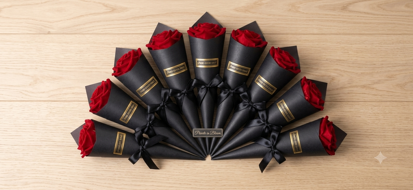 Midnight Crimson Valentine Rose Cone